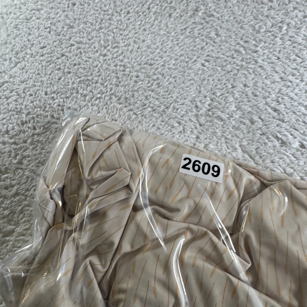 Waggle Golf Polo Shirt Short Sleeve Tan Wheat Cream Print Stretch Mens 2XL XXL - Picture 8 of 8